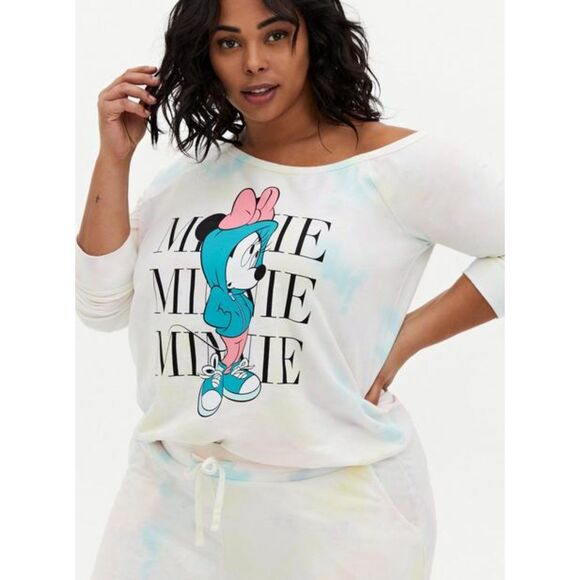 Disney Minnie Mouse Sweater Size‎ 2 Plus Size Tie Dye Off the Shoulder Torrid - Picture 1 of 8